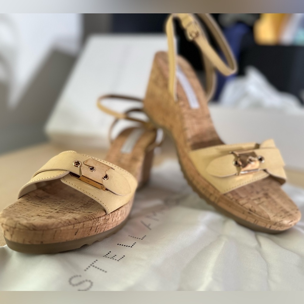 Stella McCartney cork wedge buckle sandles tan 41 - Picture 5 of 10